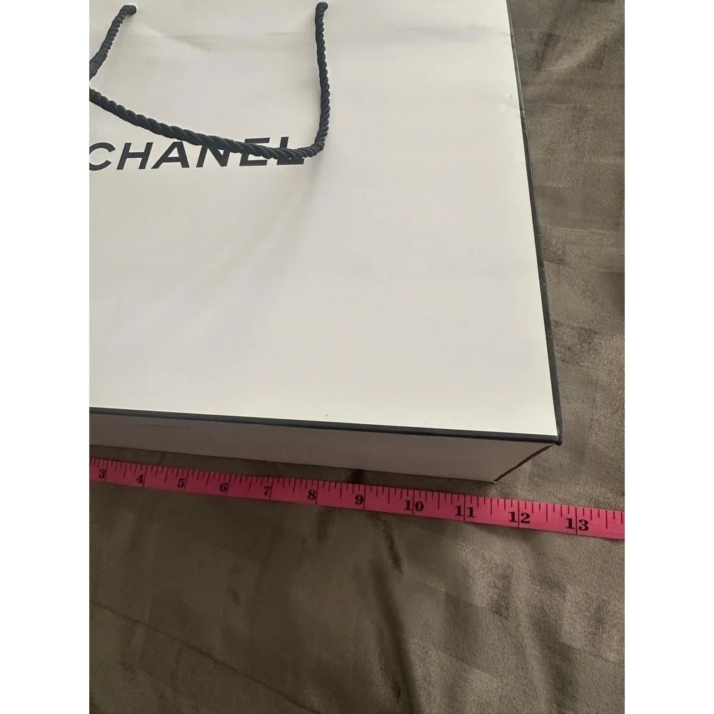 Chanel Boutique Store Shopping Gift Bag White Black Paper Rope Handles‎ Medium